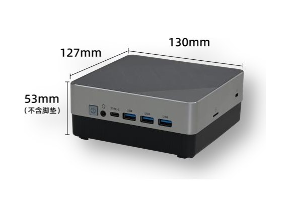 vD-M3 迷你主力型云桌面终端，130×127×53mm，前置三个 USB3.0 与 Type-C