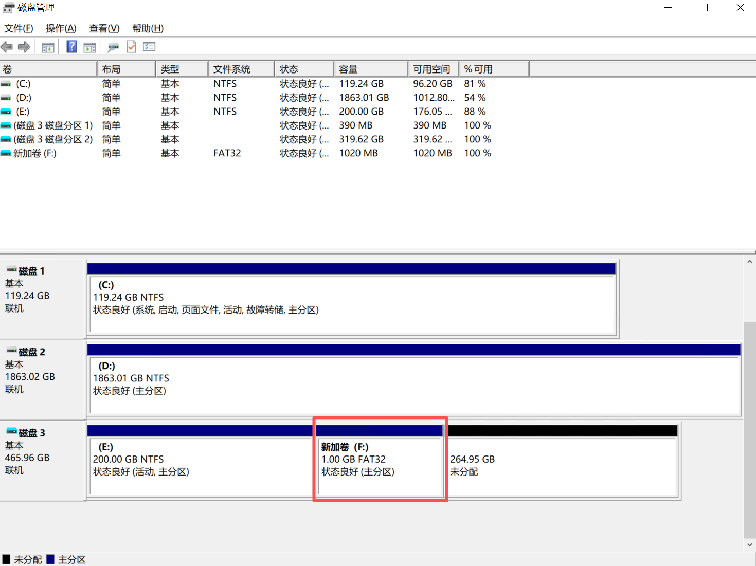 新建 FAT32 分区